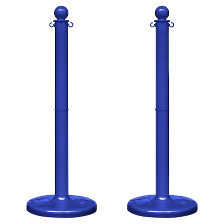 Mr. Chain Blue Medium Duty Stowable Stanchion, 2PK 93706-2